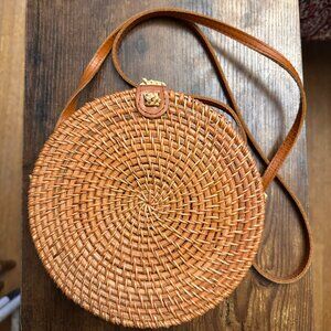 Boho Round Wicker Purse Vintage